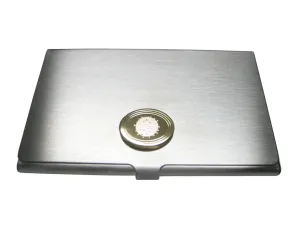 Gold Toned Etched Oval Enveloped Virus Business Card Holder