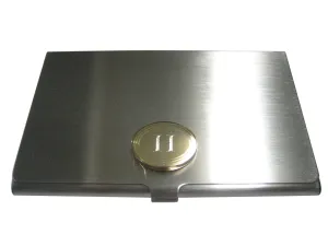 Gold Toned Etched Oval Letter H Monogram Business Card Holder