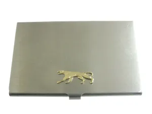Gold Toned Panther Cat Animal Pendant Business Card Holder