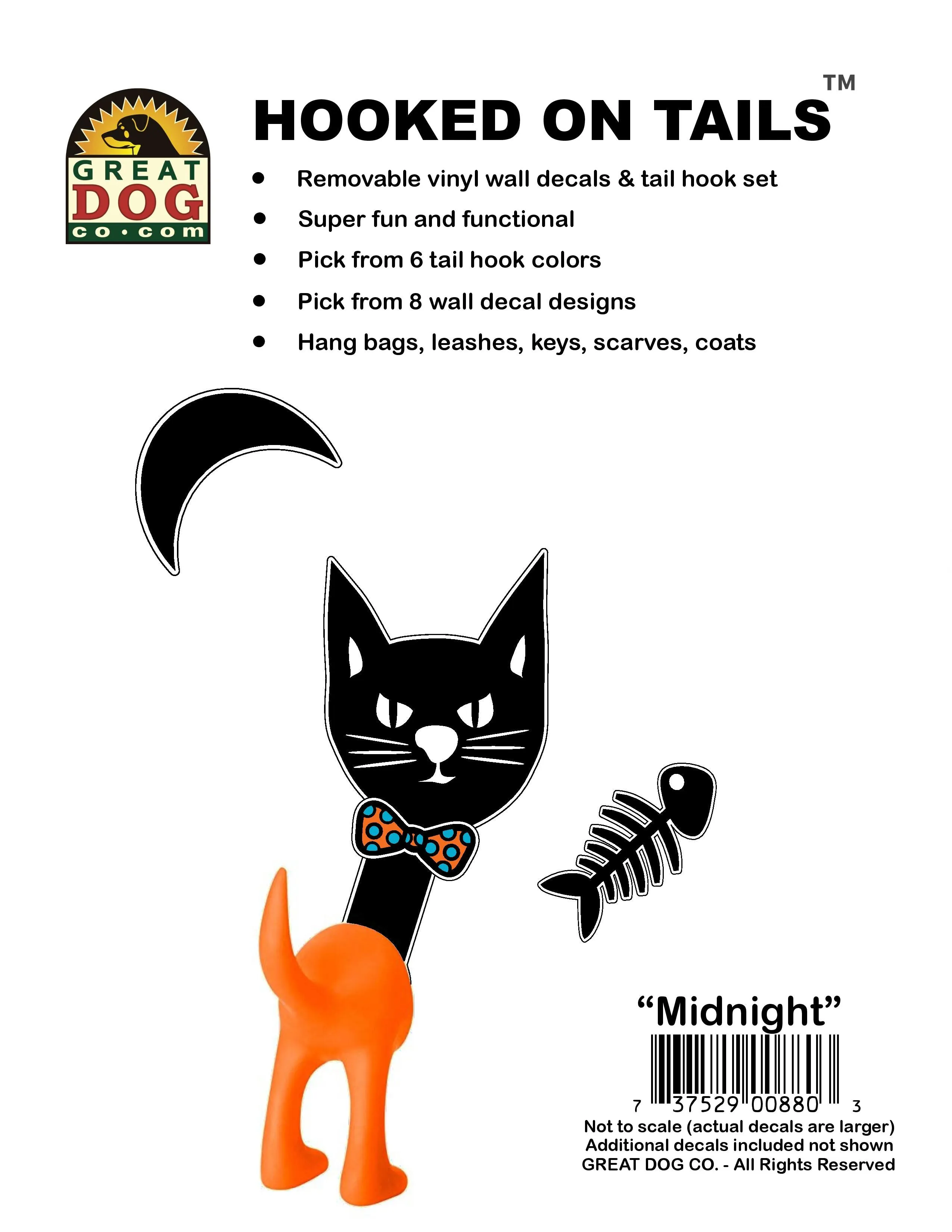 GREAT DOG Vinyl Wall Decal and Cat Tail Hook Set - Midnight