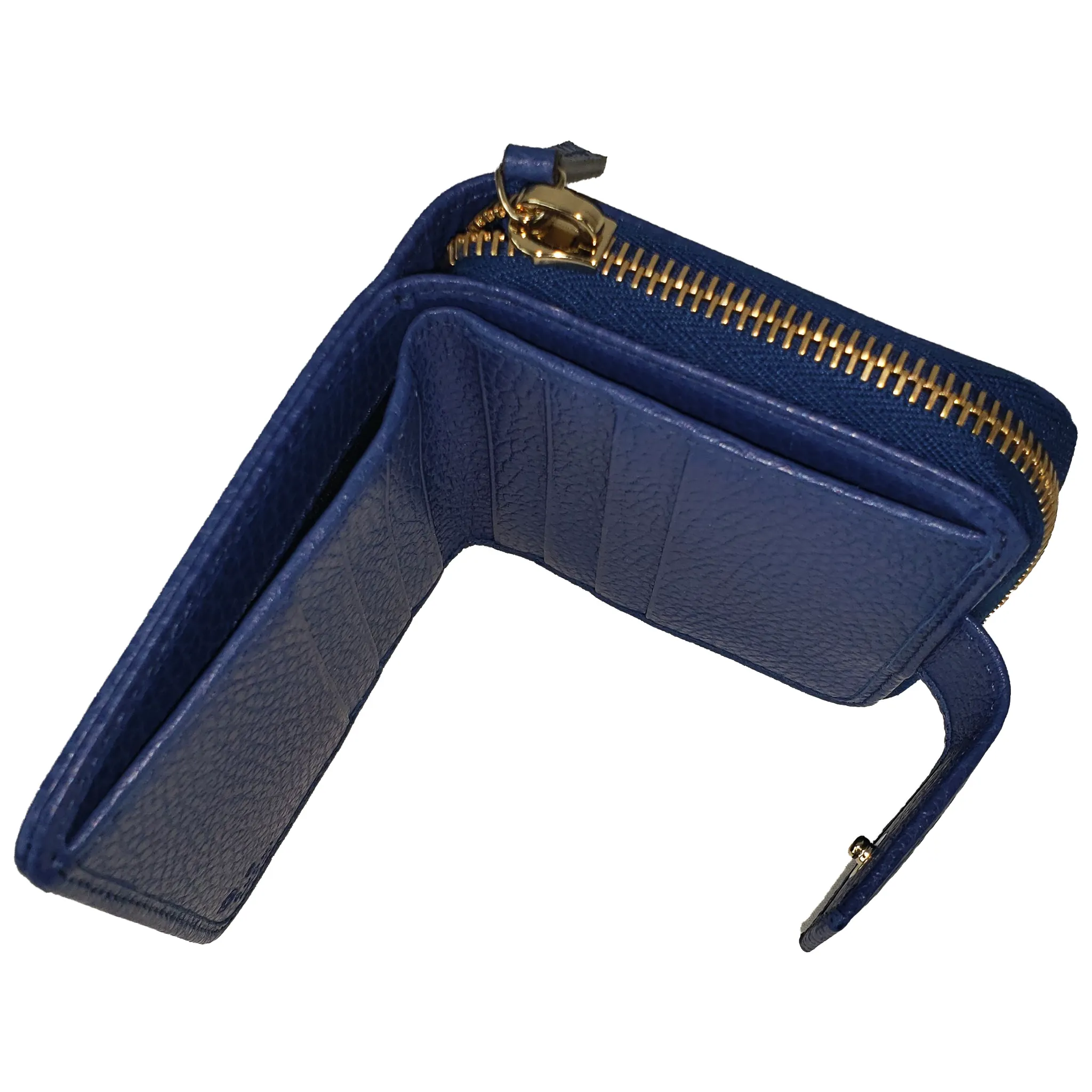 Gucci Original GG Canvas French Wallet in Beige and Caspian Blue