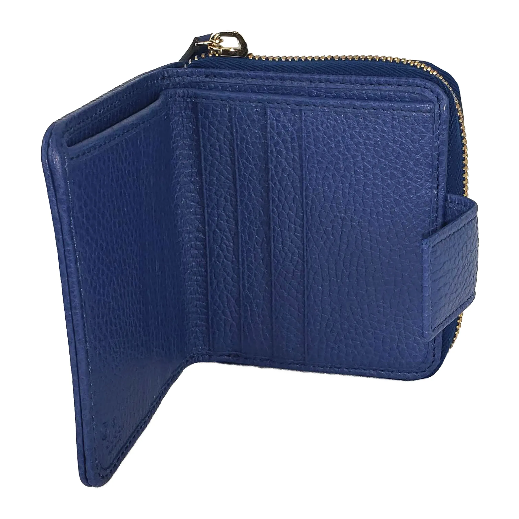 Gucci Original GG Canvas French Wallet in Beige and Caspian Blue