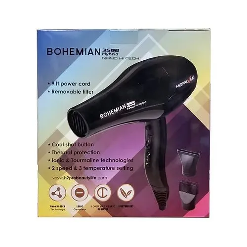 H2Pro Bohemian 3500 Hybrid Nano Hi-Tech Hair Blow Dryer