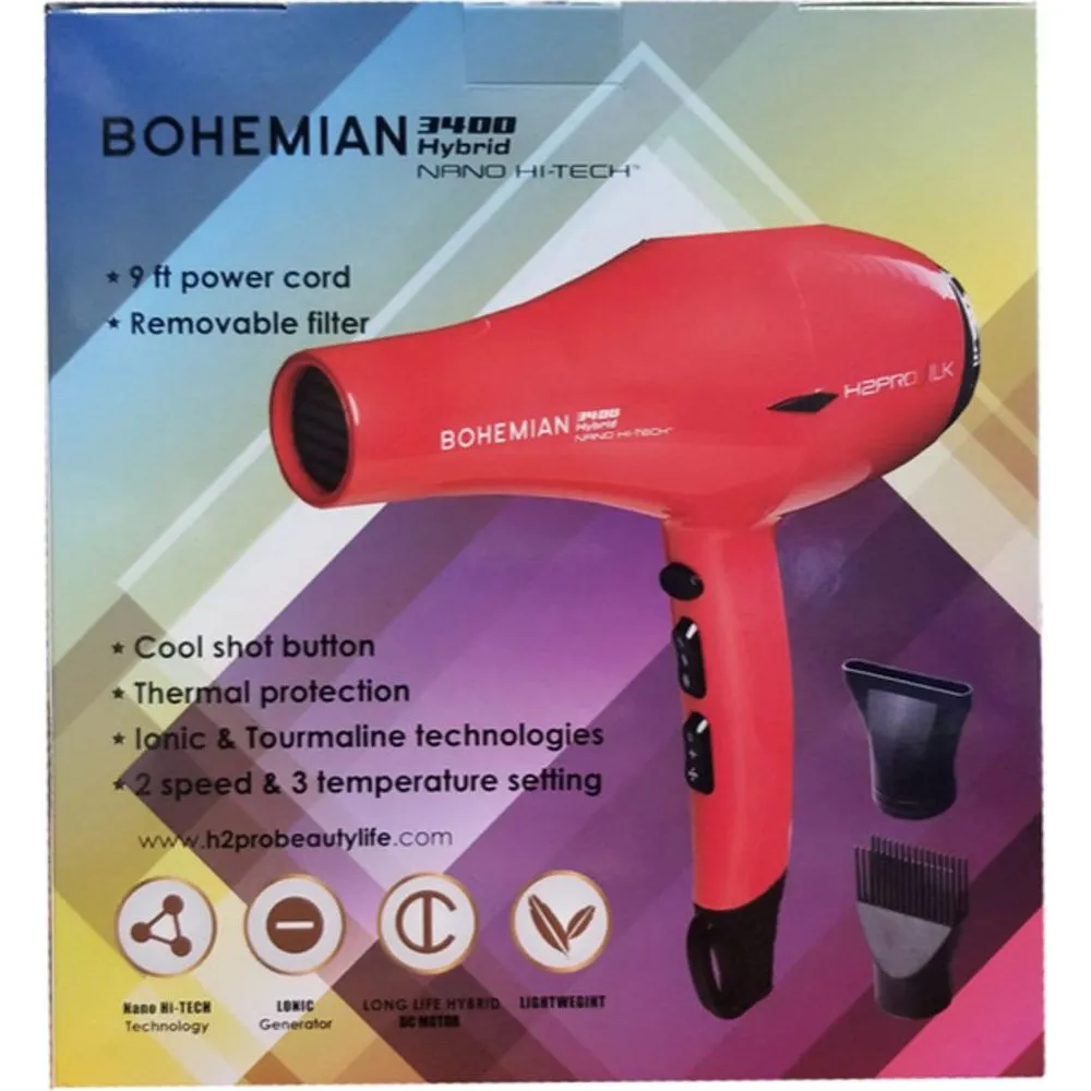 H2Pro Bohemian 3500 Hybrid Nano Hi-Tech Hair Blow Dryer