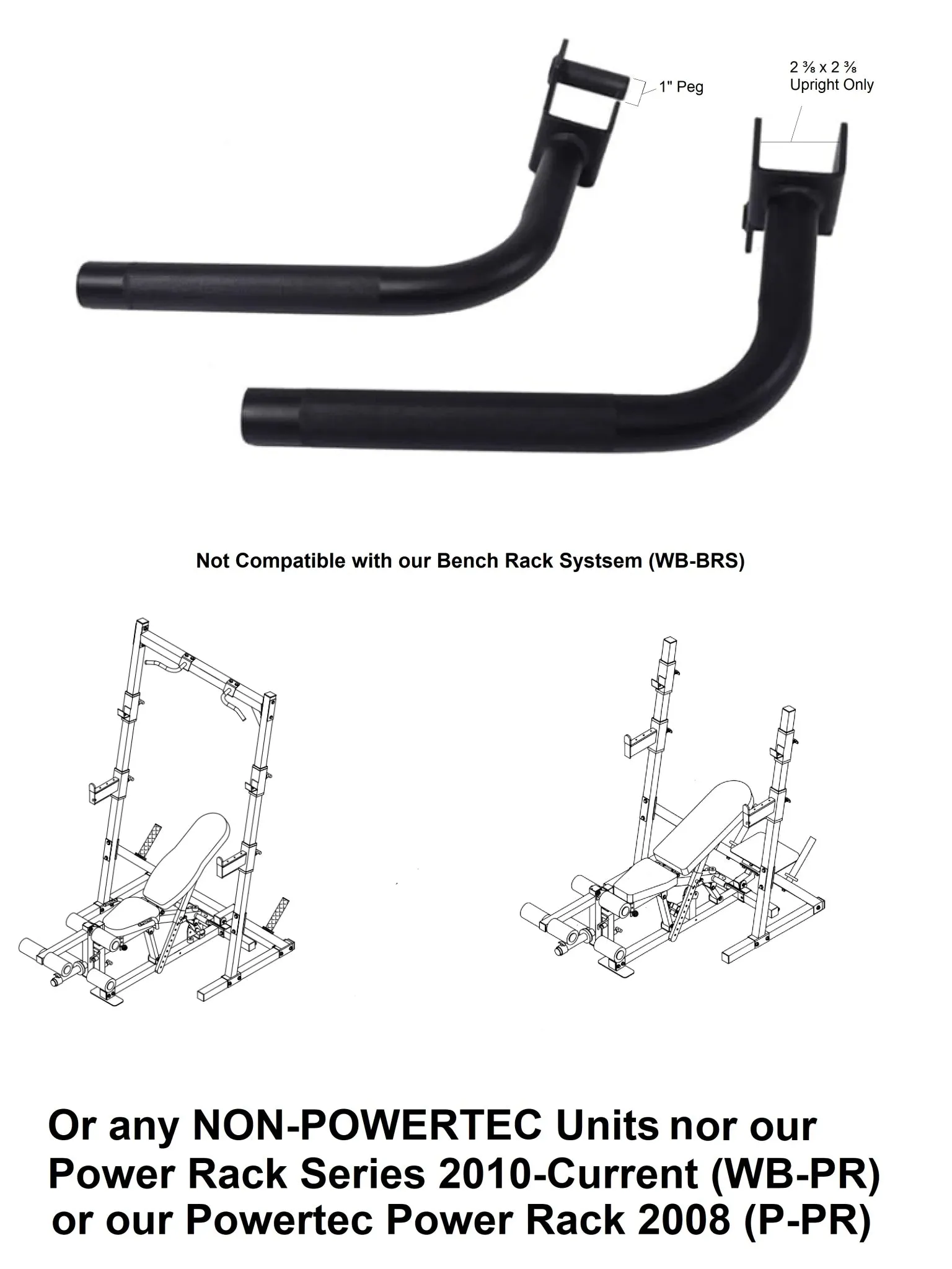 Half Rack Dip Bars Attachment WB-HR-DBA