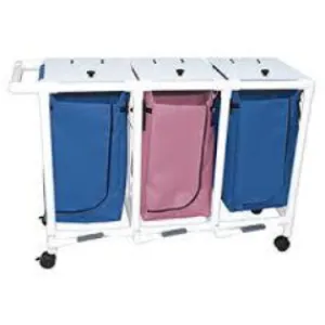Hampers Triple w/Rubber Bumper Pad Lids Foot Pedal Open 22 Gallon Leakproof Bag by MJM