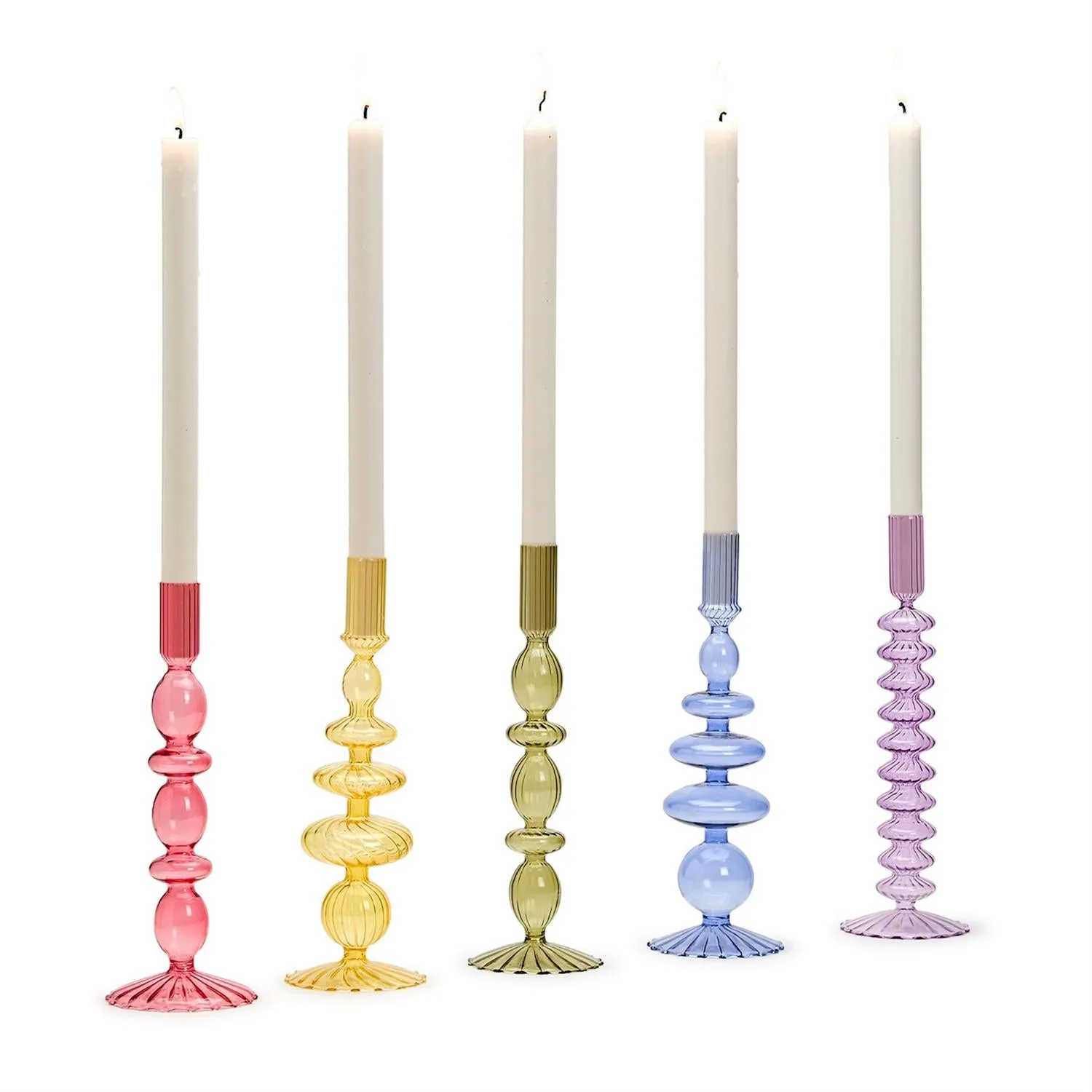 HAND-BLOWN GLASS CANDLEHOLDER SET