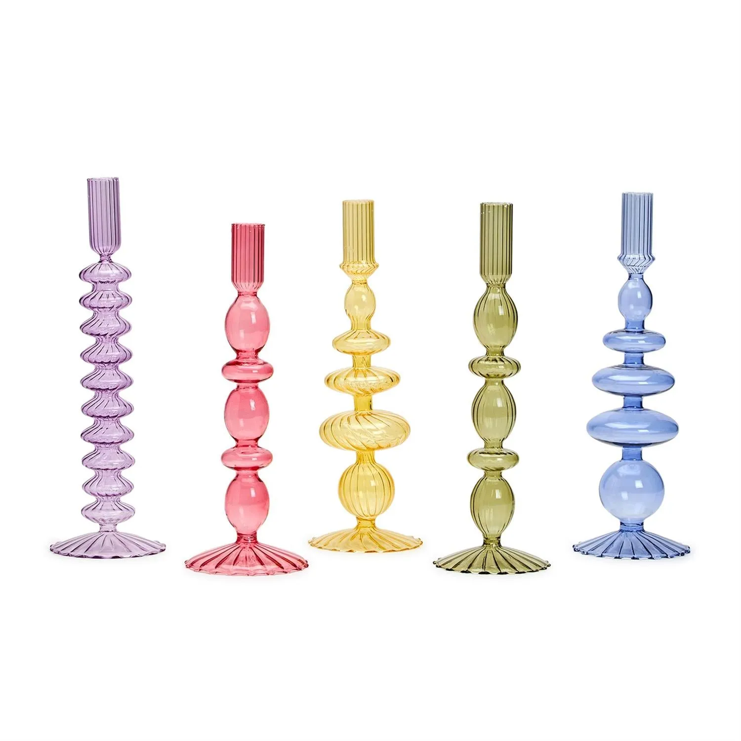 HAND-BLOWN GLASS CANDLEHOLDER SET