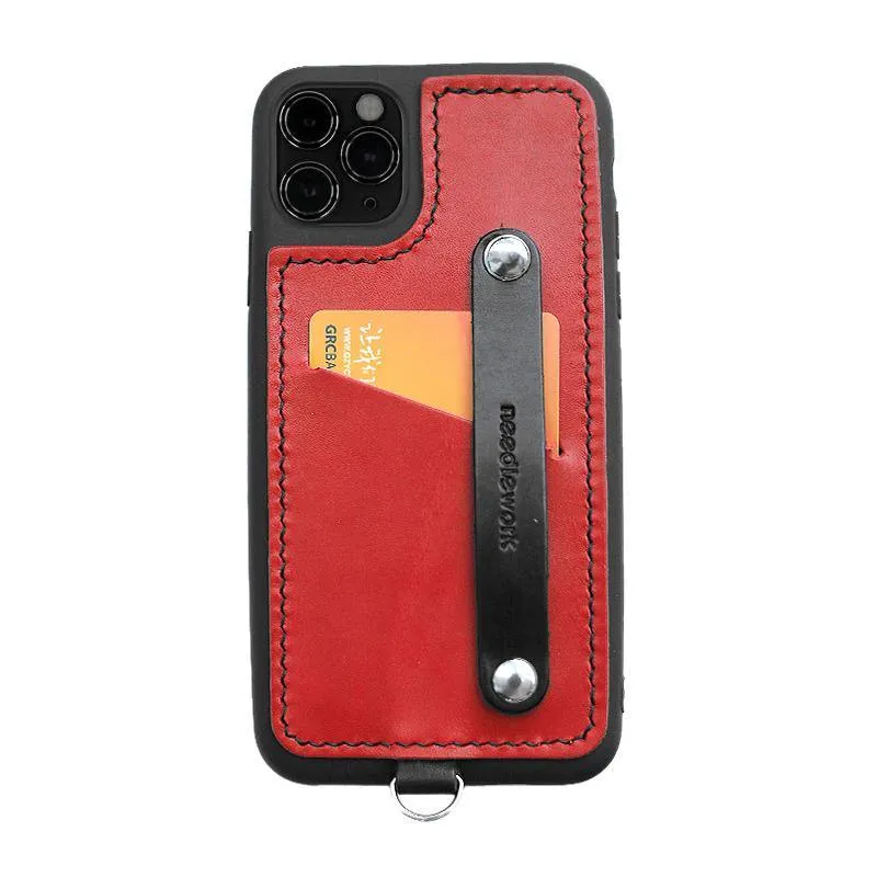 Handmade Black Leather iPhone 11 Case with Card Holder CONTRAST COLOR iPhone 11 Leather Case