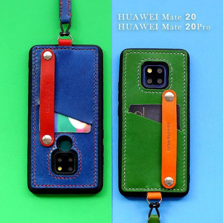 Handmade Blue Leather Huawei Mate 20 X Case with Card Holder CONTRAST COLOR Huawei Mate 20 X Leather Case