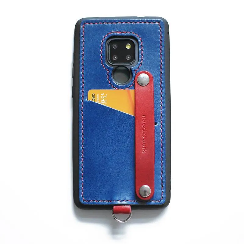 Handmade Blue Leather Huawei Mate 20 X Case with Card Holder CONTRAST COLOR Huawei Mate 20 X Leather Case