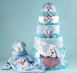 Happy As A Puppy Diaper Cake Baby Boy Gift