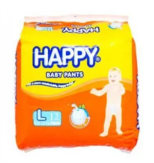 HAPPY DIAPER LRG 12`S