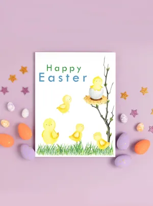 Happy Easter Chicks Card