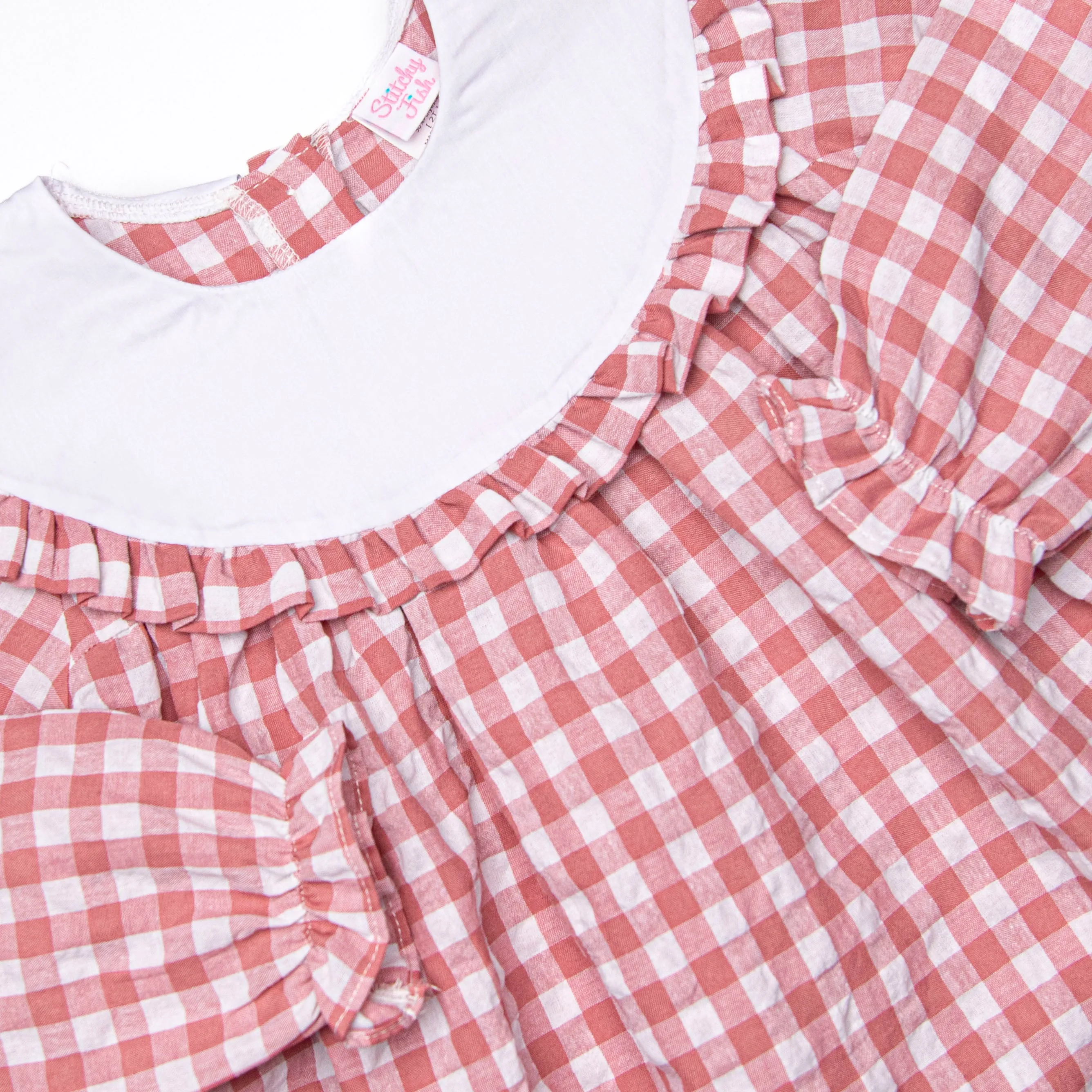 Hillside Orchard Bib Diaper Set, Red Check