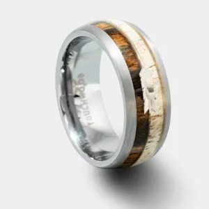 Hulk - Antler & Ebony wood Men's Tungsten Ring