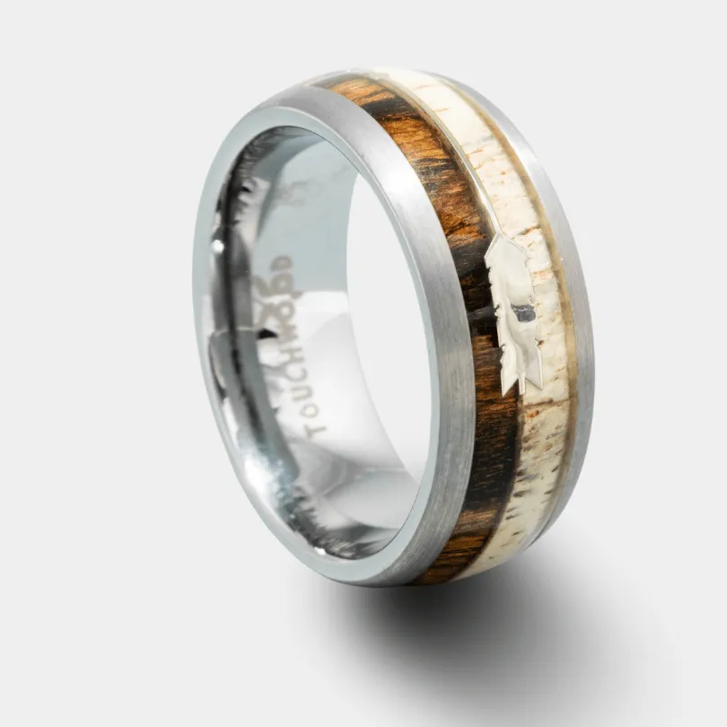 Hulk - Antler & Ebony wood Men's Tungsten Ring