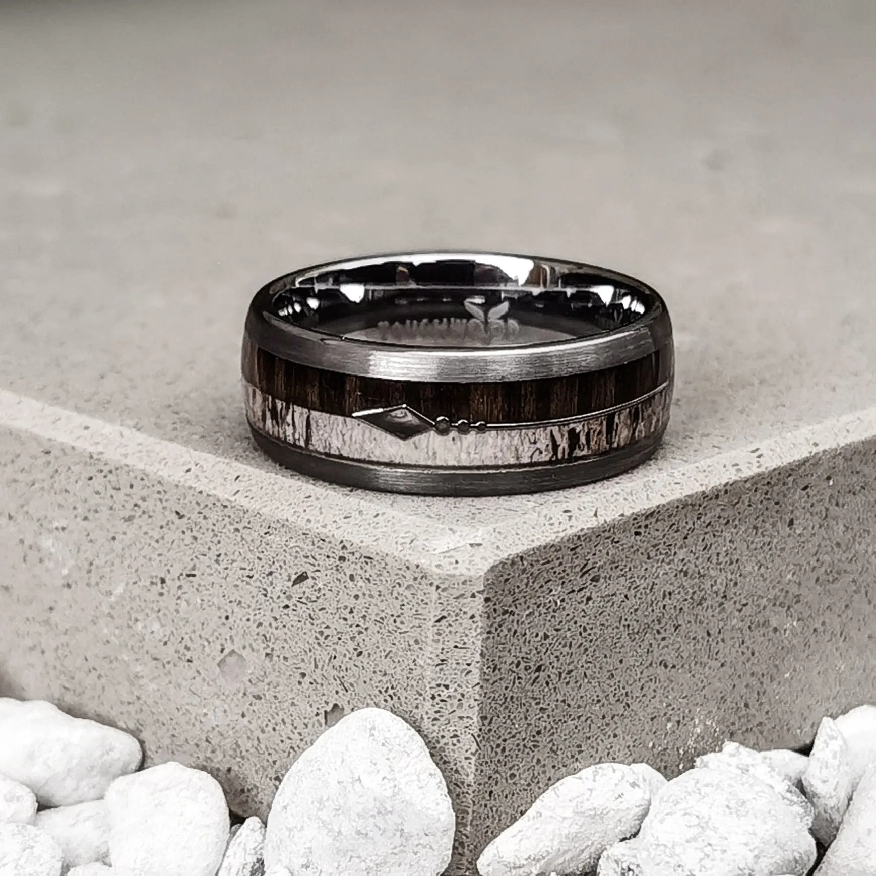 Hulk - Antler & Ebony wood Men's Tungsten Ring