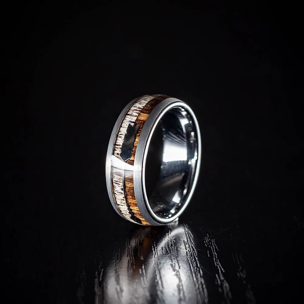 Hulk - Antler & Ebony wood Men's Tungsten Ring