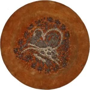 Indian Mughal Beaded Metallic Thread Round Travel Cosmetic Mirror