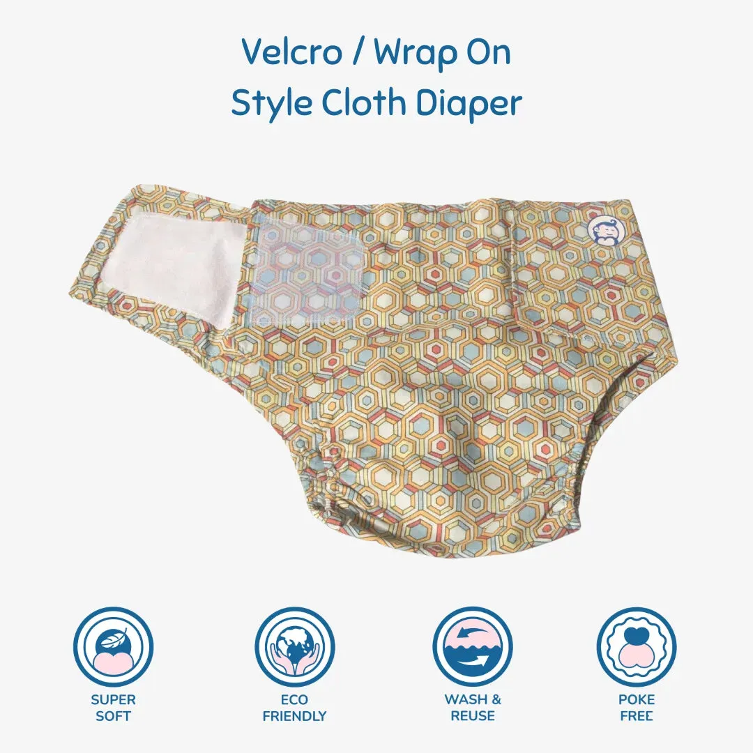 Infant Reusable Diapers | Honeycomb | Velcro Closure | With 2 Diaper Pads Free