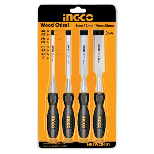 Ingco 4-Piece Wood Chisel Set with CR-V Blade - HKTWC0401