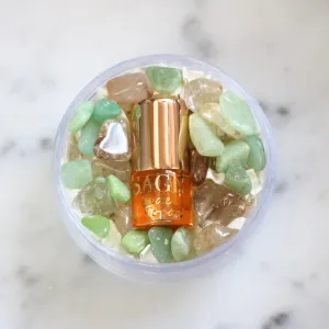 Jade & Topaz Blend Perfume Oil Concentrate Mini Rollie with Gemstones by Sage