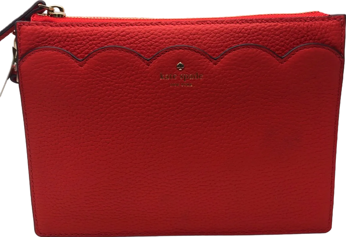 Kate Spade Red Scallop detail Pebbled Leather Crossbody Bag
