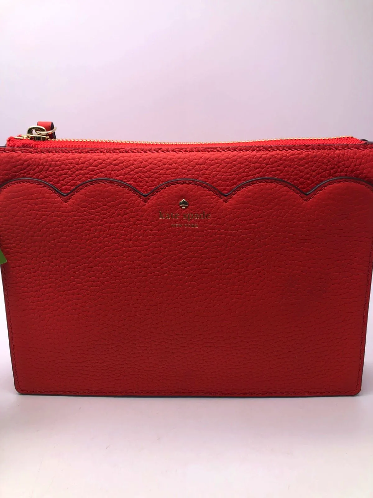 Kate Spade Red Scallop detail Pebbled Leather Crossbody Bag