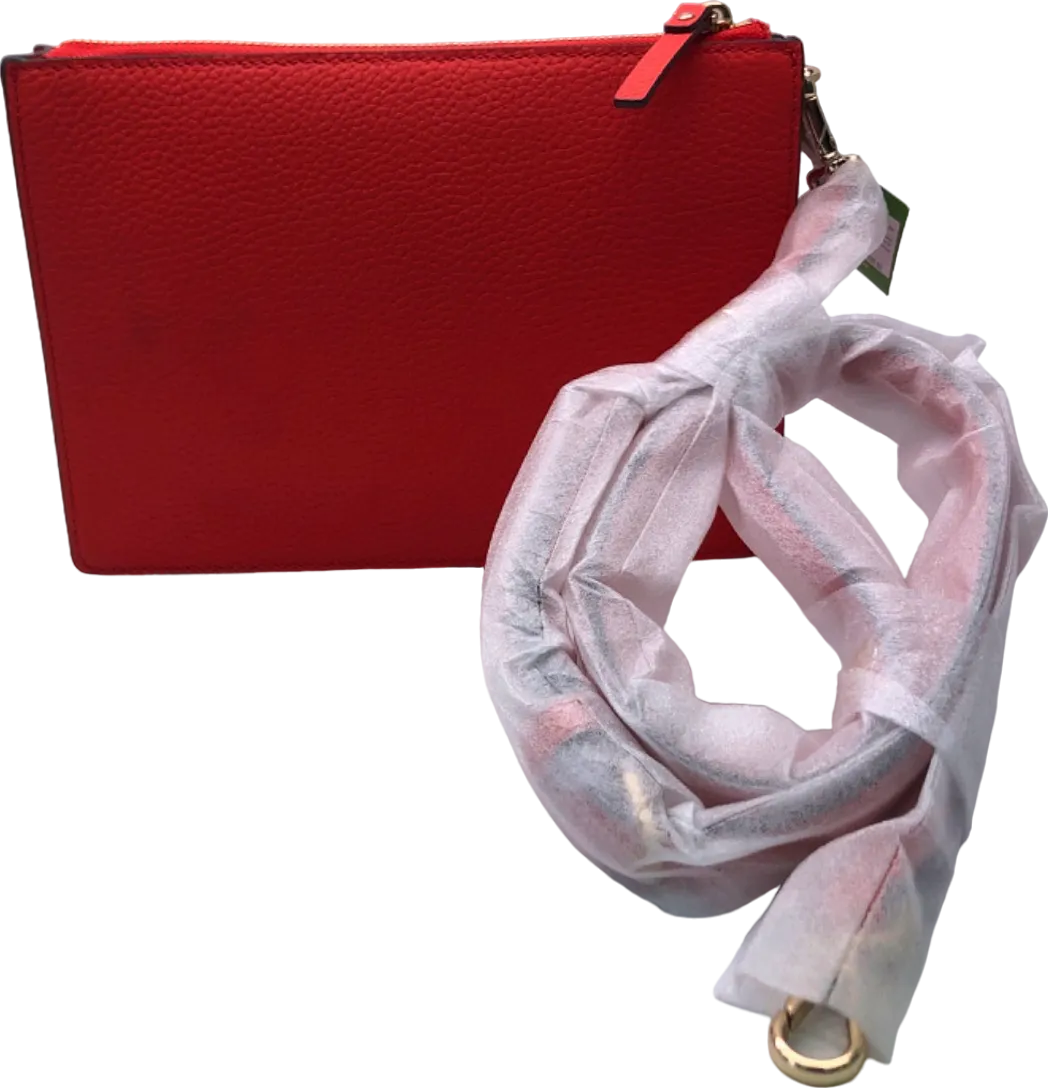 Kate Spade Red Scallop detail Pebbled Leather Crossbody Bag