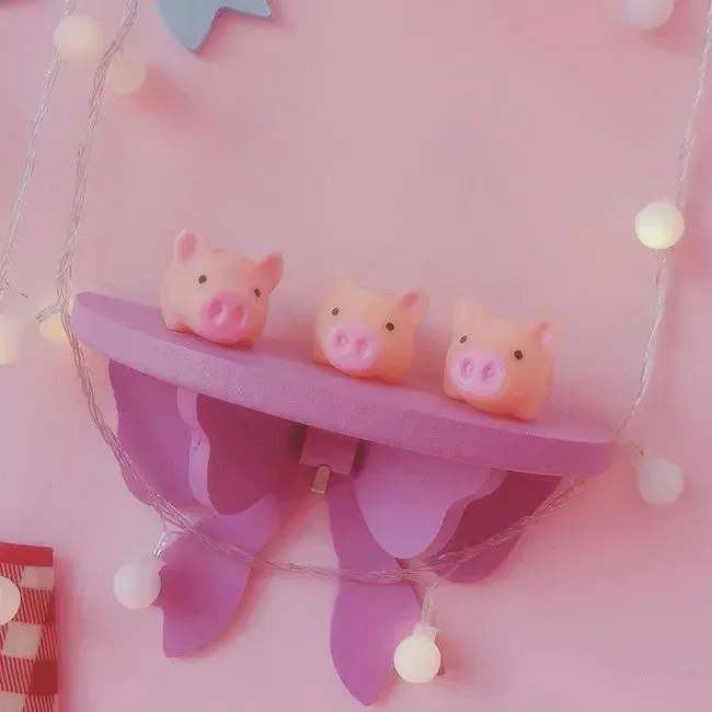 Kawaii Pink Bow Wooden Wall Shelf 🌸✨ | Cute Girly Cosmetic Rack for Heartfelt Room Decor 💖🏡