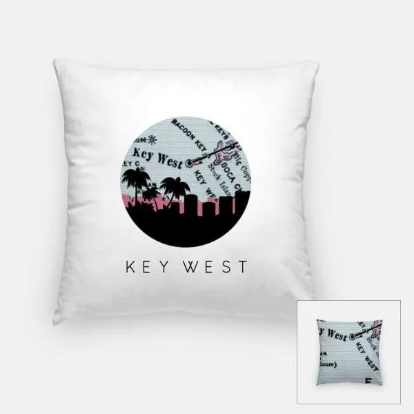 Key West, Florida city skyline with vintage Key West map