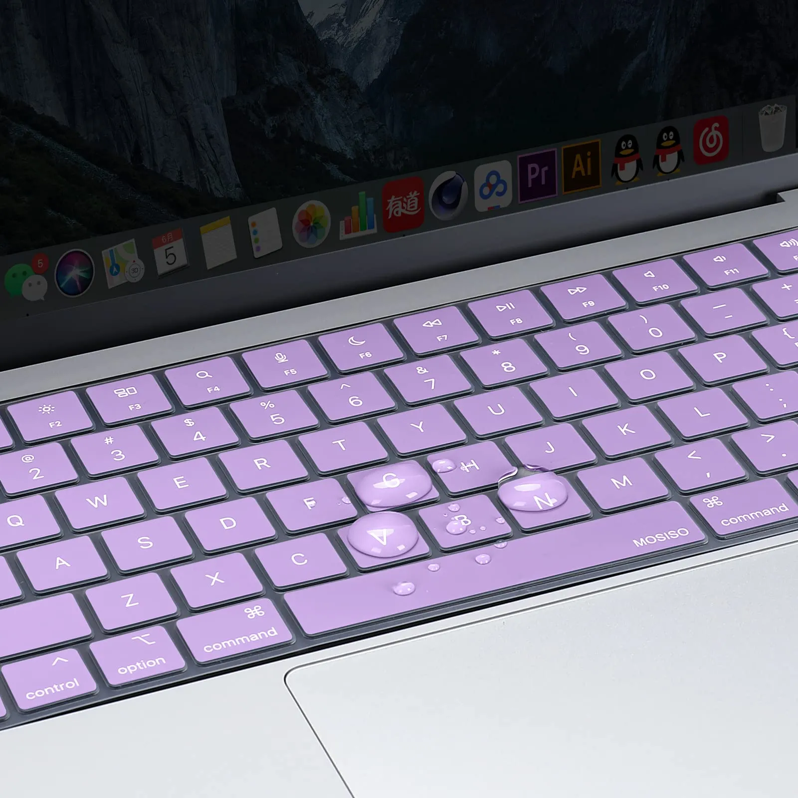 Keyboard Cover Skin For MacBook Air Pro 13 13.6 14 15.3 16 A2442 A2779 A2485 A2780 A2681 A2941 M1 M2 2021 to 2023 purple