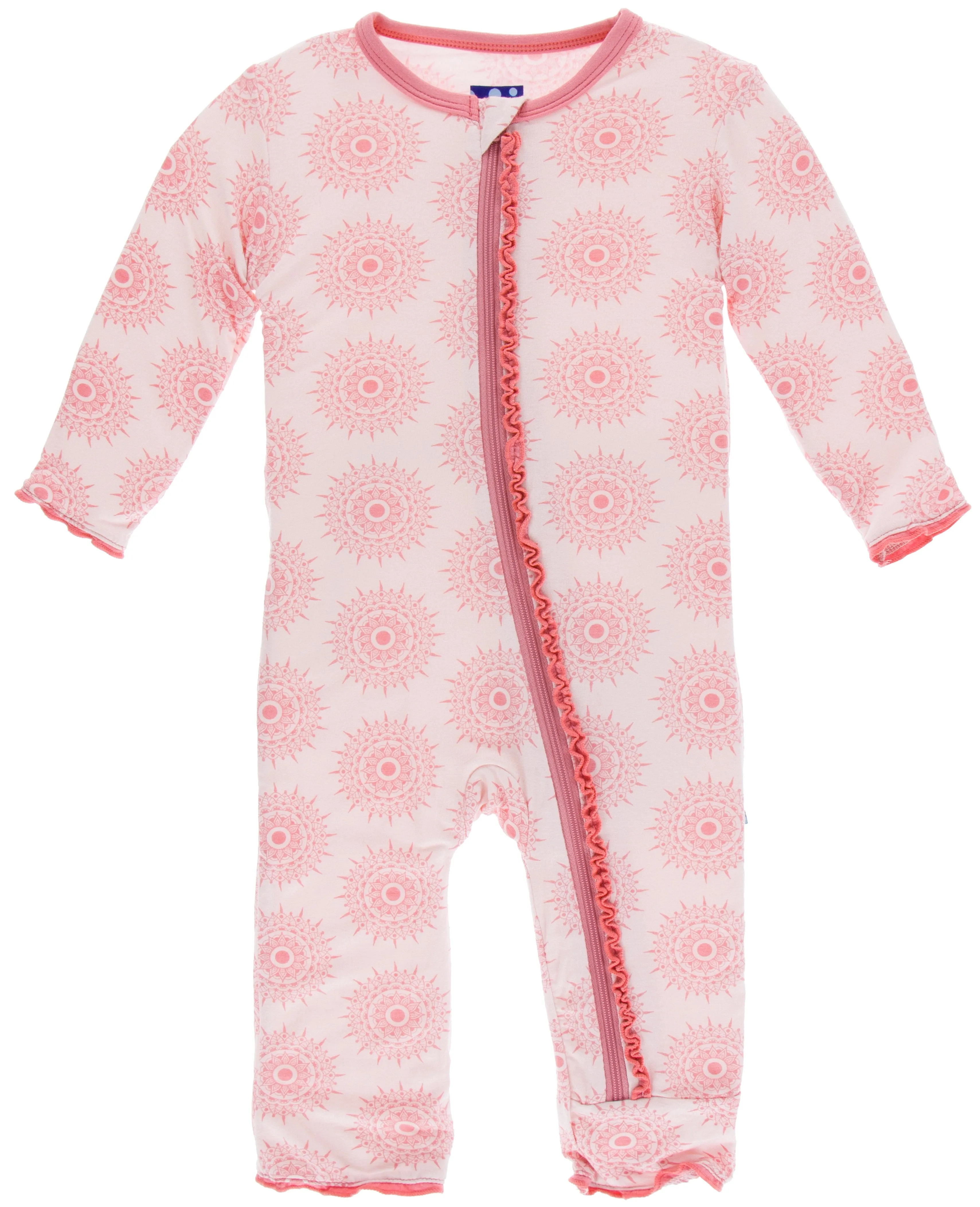 KicKee Pants Macaroon Mandala Muffin Ruffle Coverall with Zipper