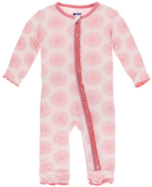 KicKee Pants Macaroon Mandala Muffin Ruffle Coverall with Zipper