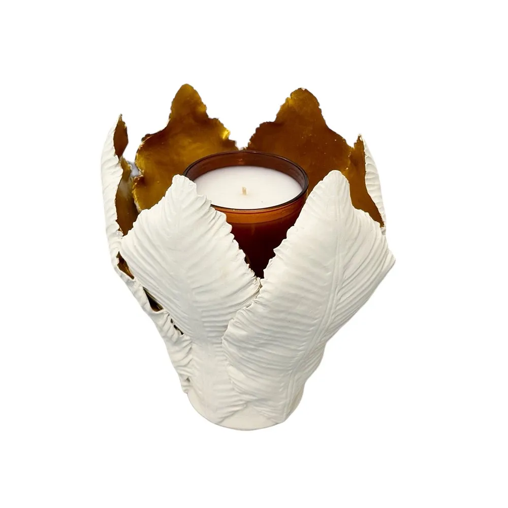 KIDDEE TAMDEE Leaf Candle Holder L - Natural Gold