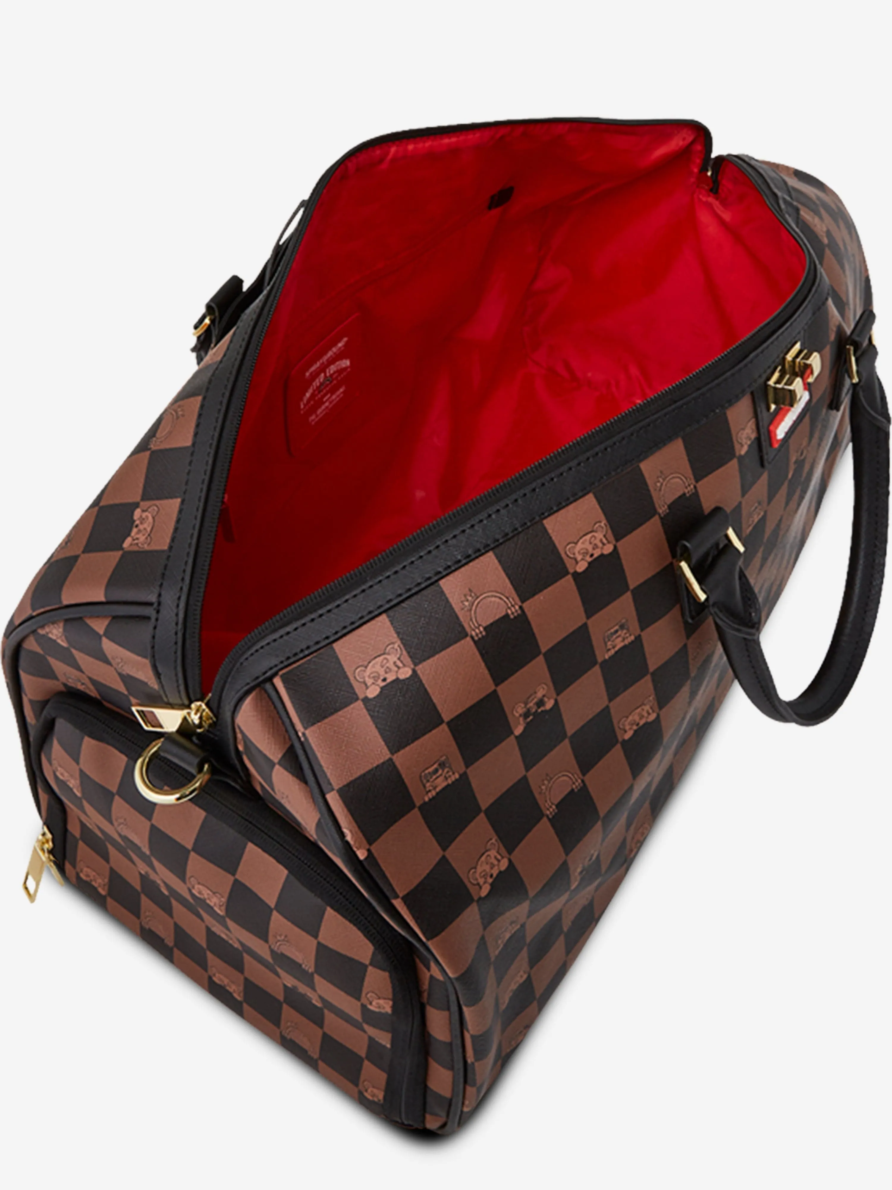Kids Peeking Character Check Emperor Duffle Bag in Brown (51cm)