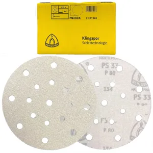 Klingspor Hook and Loop Sanding Discs 150mm PS33 17 Holes GLS51 40-400 Grit - Choose Grit