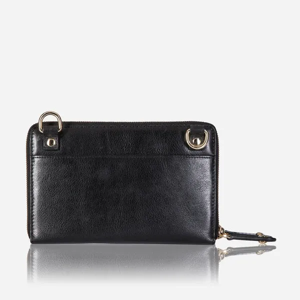 LADIES PURSE WITH DETACHABLE STRAP, BLACK