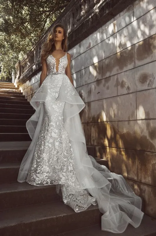 L'amour Size 10 LA8240SK SKIRT/TRAIN ON Ivory Gown