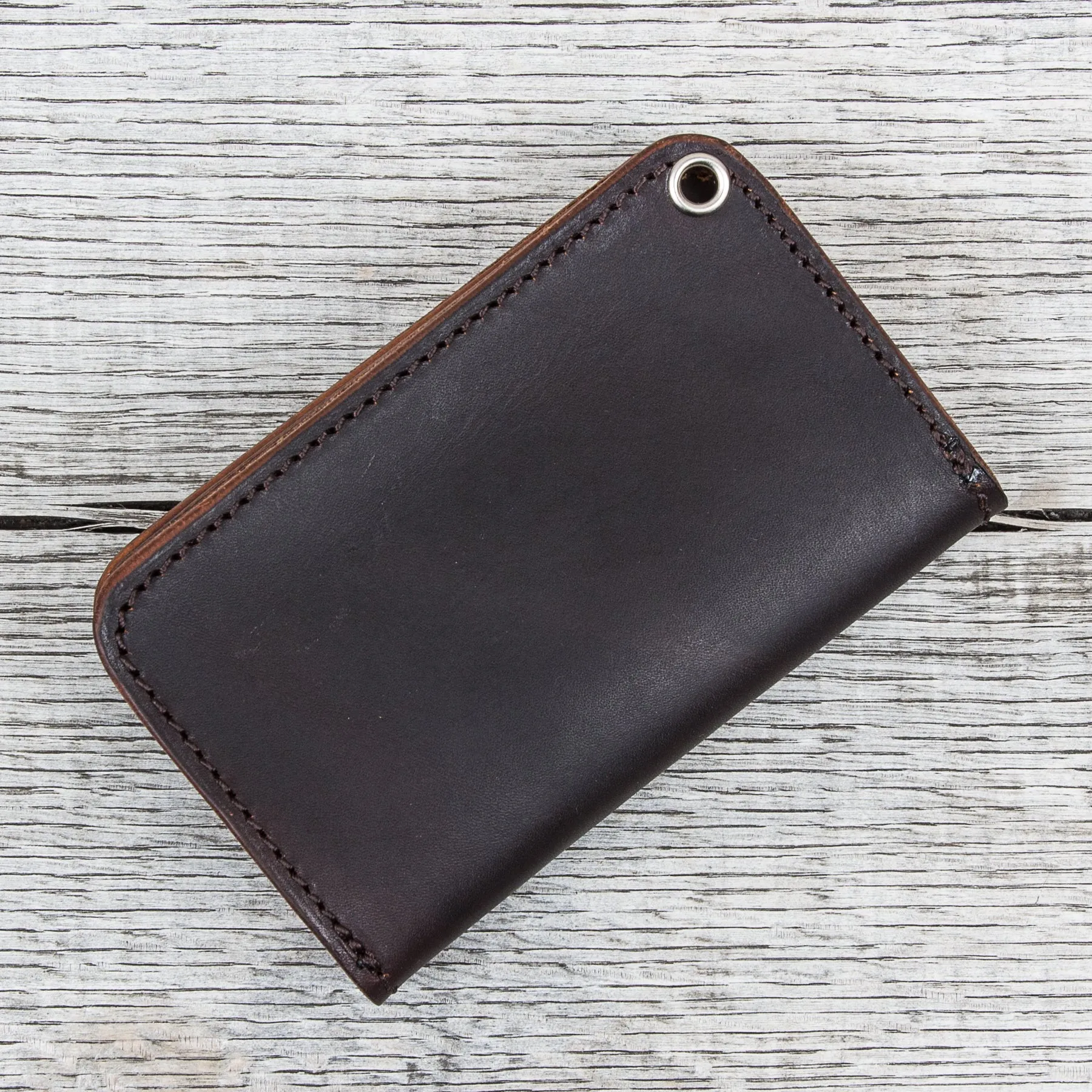 Larry Smith Shell Concha Truckers Wallet Brown Steer Hide