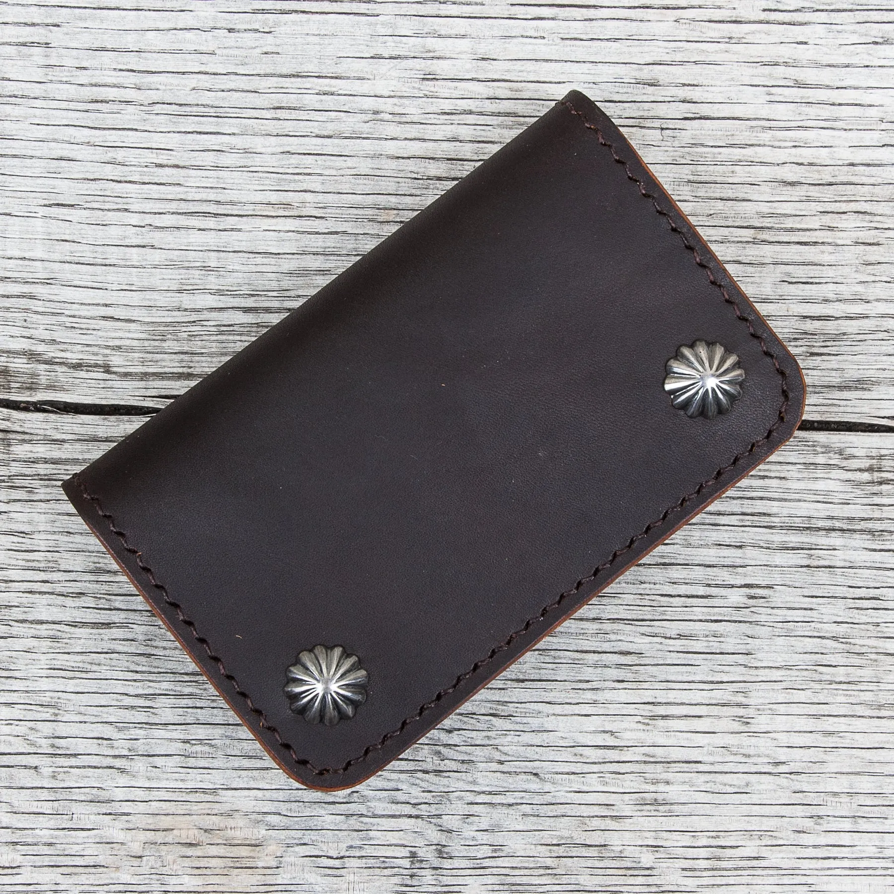 Larry Smith Shell Concha Truckers Wallet Brown Steer Hide