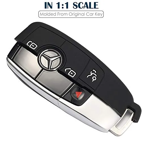 Lcyam Silicone Remote Key Fob Covers Smooth Soft Rubber Case Fits for Mercedes-Benz A220 E63S AMG E-Class GLE 350 4MATIC 2019 2020 2021 (Black Black)