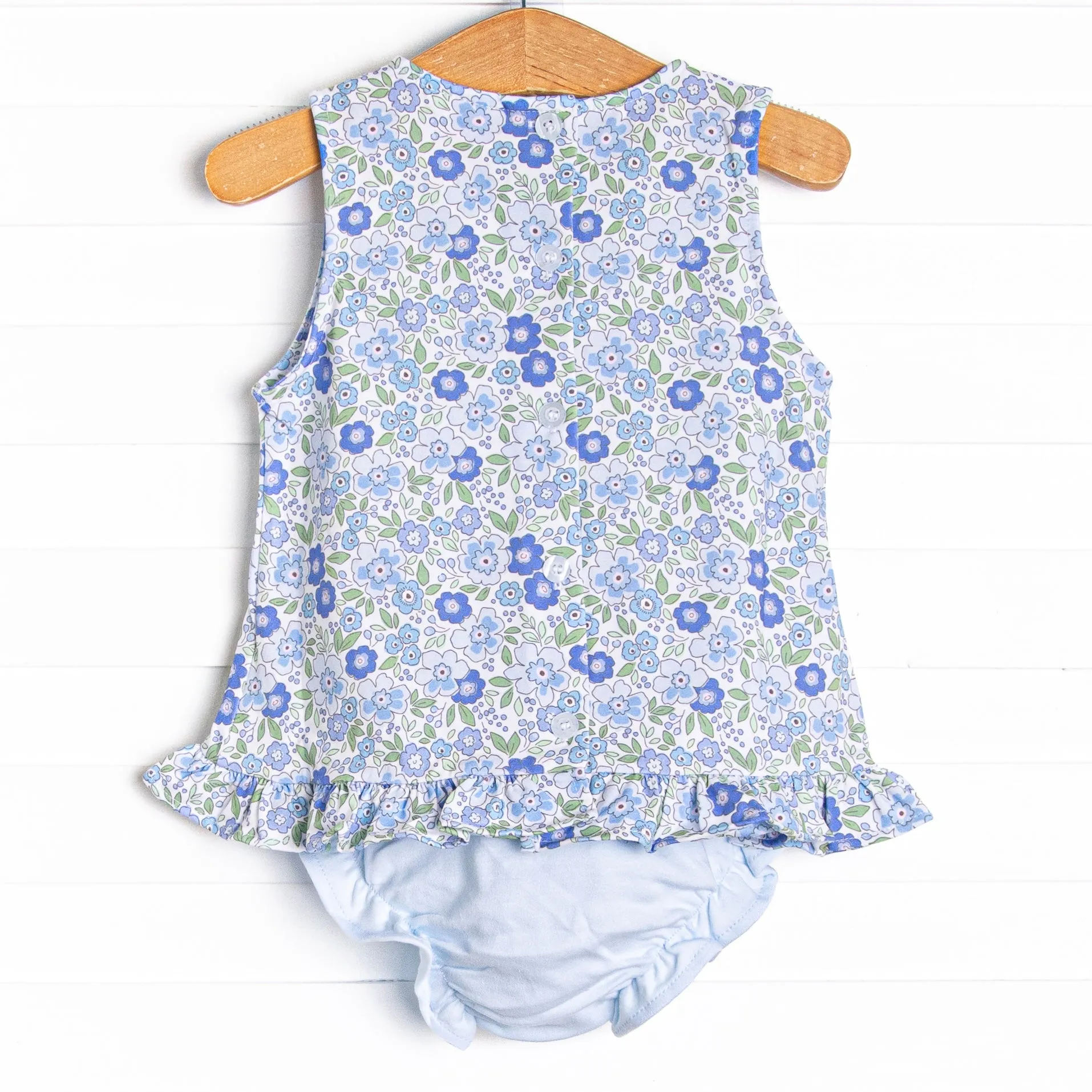 Little Miss Daisy Diaper Set, Blue Floral