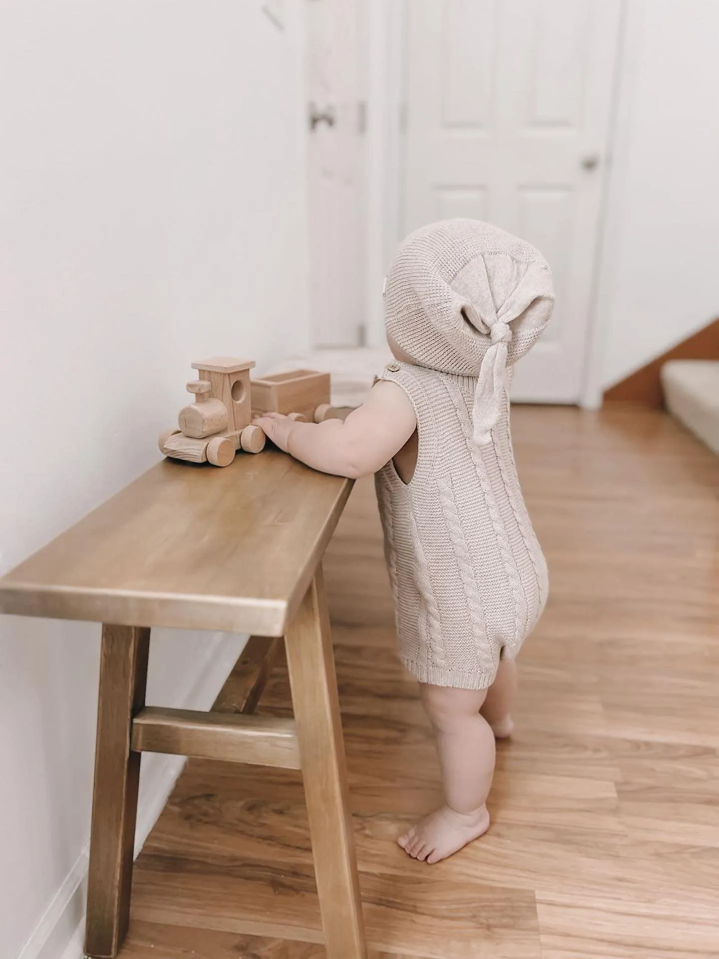 Luna   Luca Cable Knit Summer Romper - Heather Beige