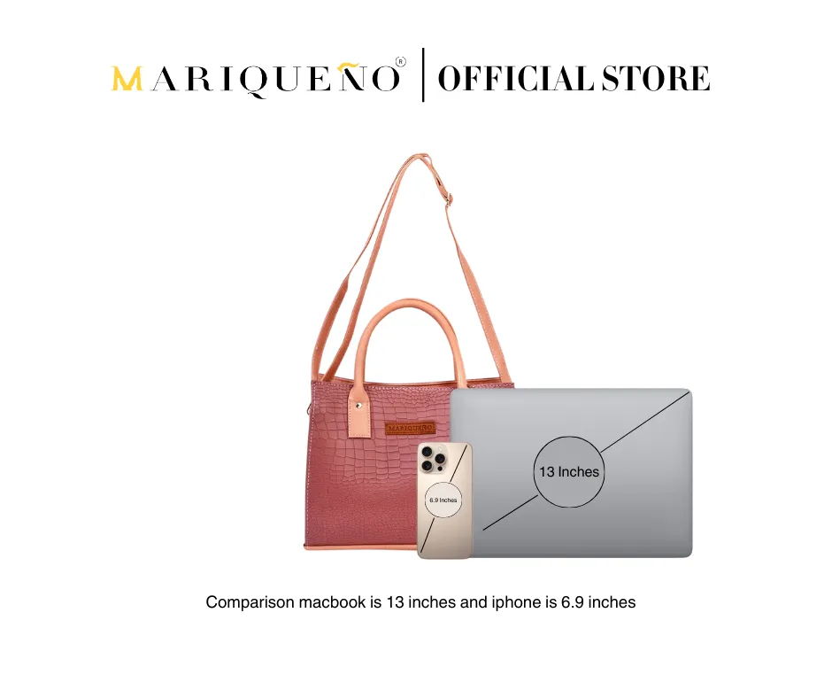 MADELINE Croc Embossed Satchel Bag in Old Rose