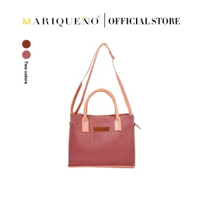 MADELINE Croc Embossed Satchel Bag in Old Rose