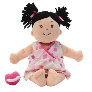 Manhattan Toy Co Baby Stella Peach Doll with Black Hair