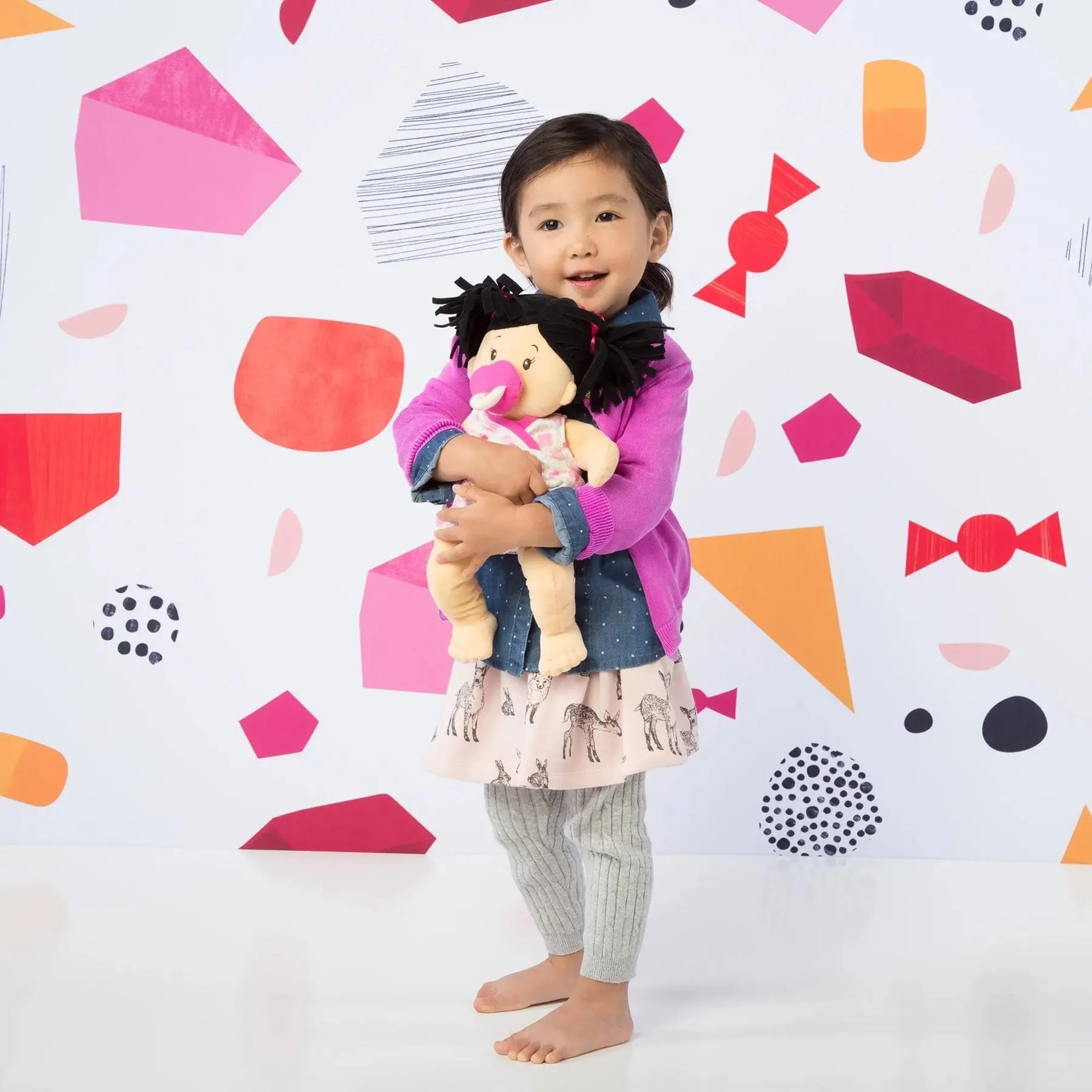 Manhattan Toy Co Baby Stella Peach Doll with Black Hair