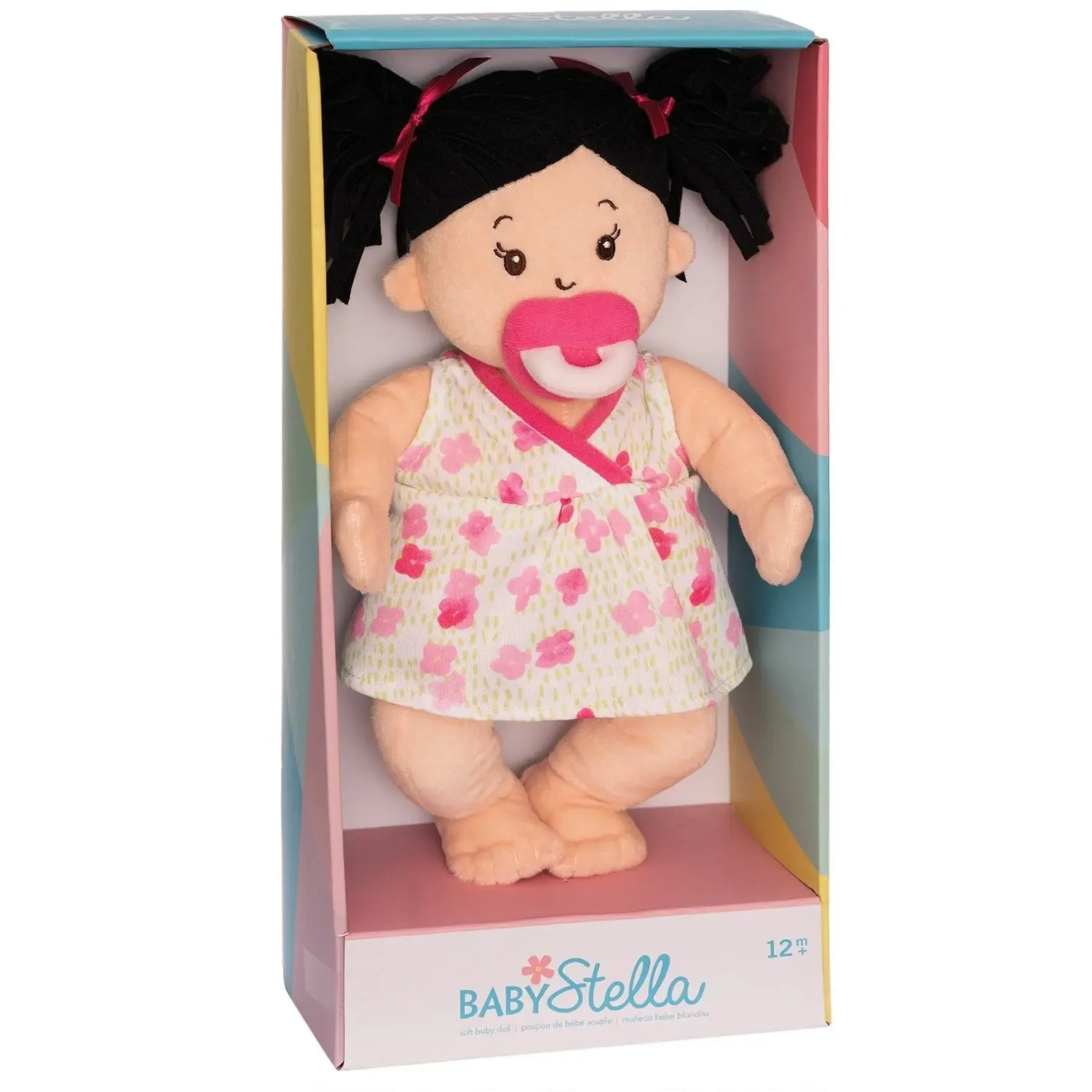 Manhattan Toy Co Baby Stella Peach Doll with Black Hair